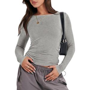 imageANRABESS Womens Long Sleeve Shirts Tight Fitted Going Out Crop Tops Crewneck Basic Tee Y2k Outfits Teens Girls ClothesGrey