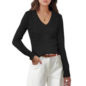 imageANRABESS Womens Long Sleeve V Neck Cable Knit Sweater Jumper 2025 Fall Pullover Top Cute Soft Ladies Dressy Casual OutfitsBlack