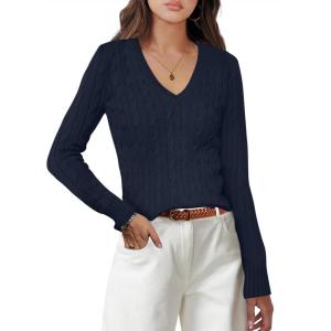 imageANRABESS Womens Long Sleeve V Neck Cable Knit Sweater Jumper 2025 Fall Pullover Top Cute Soft Ladies Dressy Casual OutfitsNavy Blue