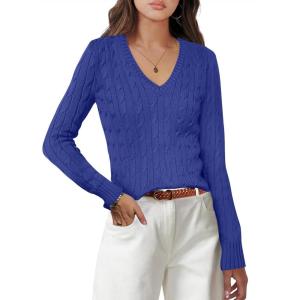 imageANRABESS Womens Long Sleeve V Neck Cable Knit Sweater Jumper 2025 Fall Pullover Top Cute Soft Ladies Dressy Casual OutfitsRoyal Blue