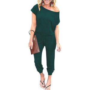 imageANRABESS Womens Loose Summer Casual Off Shoulder Elastic Waist Stretchy Long Romper Jumpsuit01wool Green