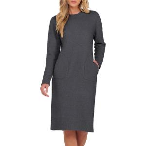 imageANRABESS Womens Nightgown Sweater Dress Long Sleeve Fuzzy Knit Cozy Casual Loungewear 2025 Fall Midi Dress with PocketsDeep Gray