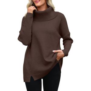 imageANRABESS Womens Oversized Sweater Turtleneck Long Sleeve Casual Knit Tunic Pullover Sweaters Tops 2025 Fall Winter OutfitsCoffee