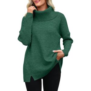 imageANRABESS Womens Oversized Sweater Turtleneck Long Sleeve Casual Knit Tunic Pullover Sweaters Tops 2025 Fall Winter OutfitsForest Green