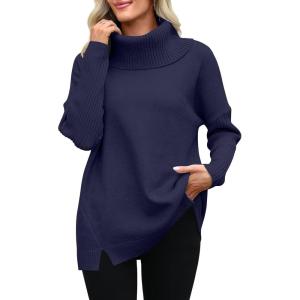 imageANRABESS Womens Oversized Sweater Turtleneck Long Sleeve Casual Knit Tunic Pullover Sweaters Tops 2025 Fall Winter OutfitsNavy Blue