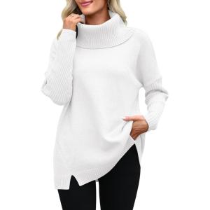 imageANRABESS Womens Oversized Sweater Turtleneck Long Sleeve Casual Knit Tunic Pullover Sweaters Tops 2025 Fall Winter OutfitsWhite
