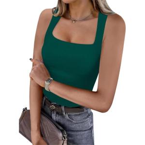 imageANRABESS Womens Square Neck Tank Top Sleeveless Workout Summer Basic Tops Knit Slim Fit 2025 Trendy Shirts Camisole ClothesForest Green