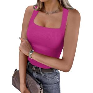 imageANRABESS Womens Square Neck Tank Top Sleeveless Workout Summer Basic Tops Knit Slim Fit 2025 Trendy Shirts Camisole ClothesHot Pink