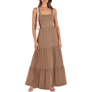 imageANRABESS Womens Summer Casual Long Maxi Beach Vacation Dresses Sleeveless Square Neck Flowy Tiered Sun Dress with PocketsKhahi