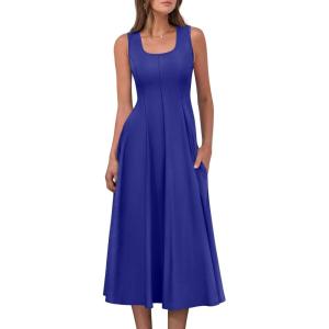 imageANRABESS Womens Summer Casual Sleeveless Midi Dresses Scoop Neck Fit ampamp Flare ALine Flowy Long Sundress Beach OutfitsRoyal Blue