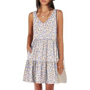 imageANRABESS Womens Summer Casual Tank Dress Sleeveless V Neck T Shirt Sundress Flowy Tiered Swing Mini Beach Vacation DressesBlue Purple Floral