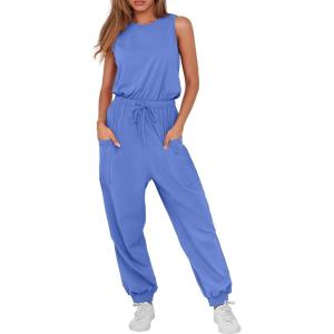 imageANRABESS Womens Summer Jumpsuits Dressy Casual One Piece Outfits Sleeveless Crewneck Rompers Jumper with Pockets 2025 TrendyBlue