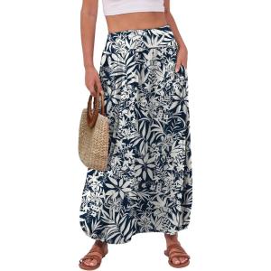 imageANRABESS Womens Summer Long Maxi Skirts 2025 Trendy Ankle Length High Waisted Boho Flowy Beach Skirt with Pockets FashionFloral Black