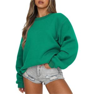 imageANRABESS Womens Sweatshirts Crewneck Fleece Oversized Pullover Sweaters 2025 Fall Cute Tops Teen Girls Preppy Clothes 2025Green