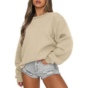 imageANRABESS Womens Sweatshirts Crewneck Fleece Oversized Pullover Sweaters 2025 Fall Cute Tops Teen Girls Preppy Clothes 2025Khaki Brown