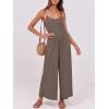 imageANRABESS Jumpsuits for Women Summer Casual Sleeveless Scoop Neck Spaghetti Straps Wide Leg One Piece Romper Beach OutfitsCoffee