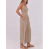 imageANRABESS Jumpsuits for Women Summer Casual Sleeveless Scoop Neck Spaghetti Straps Wide Leg One Piece Romper Beach OutfitsKhaki