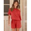 imageANRABESS Romper for Women Summer Casual Off Shoulder One Piece T Shirt Jumpsuits Vacation Beach OutfitsPeach
