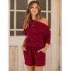 imageANRABESS Romper for Women Summer Casual Off Shoulder One Piece T Shirt Jumpsuits Vacation Beach OutfitsWine Red