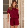imageANRABESS Romper for Women Summer Casual Off Shoulder One Piece T Shirt Jumpsuits Vacation Beach OutfitsWine Red