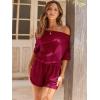 imageANRABESS Romper for Women Summer Casual Off Shoulder One Piece T Shirt Jumpsuits Vacation Beach OutfitsWine Red