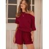 imageANRABESS Romper for Women Summer Casual Off Shoulder One Piece T Shirt Jumpsuits Vacation Beach OutfitsWine Red