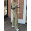 imageANRABESS Women 2 Piece Outfits Lightweight Lounge Sets Long Sleeve Cropped Top Foldover Flare Pants Pajamas Set Y2K ClothesArmy Green