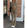 imageANRABESS Women 2 Piece Outfits Lightweight Lounge Sets Long Sleeve Cropped Top Foldover Flare Pants Pajamas Set Y2K ClothesCoffee