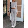 imageANRABESS Women 2 Piece Outfits Lightweight Lounge Sets Long Sleeve Cropped Top Foldover Flare Pants Pajamas Set Y2K ClothesGrey