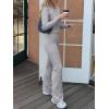 imageANRABESS Women 2 Piece Outfits Lightweight Lounge Sets Long Sleeve Cropped Top Foldover Flare Pants Pajamas Set Y2K ClothesGrey