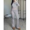 imageANRABESS Women 2 Piece Outfits Lightweight Lounge Sets Long Sleeve Cropped Top Foldover Flare Pants Pajamas Set Y2K ClothesGrey