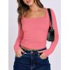 imageANRABESS Women Double Lined Long Sleeve Crop Tops Shirts Square Neck Tight Fitted Going Out TShirt Basic Tee Outfits 2025Bright Coral