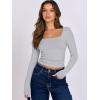 imageANRABESS Women Double Lined Long Sleeve Crop Tops Shirts Square Neck Tight Fitted Going Out TShirt Basic Tee Outfits 2025Grey