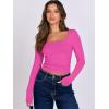 imageANRABESS Women Double Lined Long Sleeve Crop Tops Shirts Square Neck Tight Fitted Going Out TShirt Basic Tee Outfits 2025Hot Pink