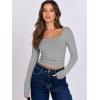 imageANRABESS Women Double Lined Long Sleeve Crop Tops Shirts Square Neck Tight Fitted Going Out TShirt Basic Tee Outfits 2025Light Gray