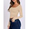 imageANRABESS Women Double Lined Long Sleeve Crop Tops Shirts Square Neck Tight Fitted Going Out TShirt Basic Tee Outfits 2025Light Khaiki