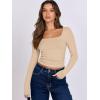imageANRABESS Women Double Lined Long Sleeve Crop Tops Shirts Square Neck Tight Fitted Going Out TShirt Basic Tee Outfits 2025Light Khaiki