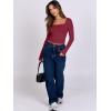 imageANRABESS Women Double Lined Long Sleeve Crop Tops Shirts Square Neck Tight Fitted Going Out TShirt Basic Tee Outfits 2025Red