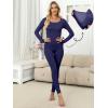 imageANRABESS Women Lightweight See Through Sexy Thermal Underwear Sets Fall Ultra Stretchy 2 Piece Pajamas Lounge Basic Layer Set Navy Blue Medium
