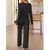 imageANRABESS Womens 2 Piece Lounge Pajama Sets Ribbed Long Sleeve Button Top Matching Pants Sleepwear PJ Set 2025 Fall OutfitsBlack