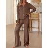 imageANRABESS Womens 2 Piece Lounge Pajama Sets Ribbed Long Sleeve Button Top Matching Pants Sleepwear PJ Set 2025 Fall OutfitsBrown