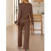imageANRABESS Womens 2 Piece Lounge Pajama Sets Ribbed Long Sleeve Button Top Matching Pants Sleepwear PJ Set 2025 Fall OutfitsBrown