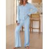 imageANRABESS Womens 2 Piece Lounge Pajama Sets Ribbed Long Sleeve Button Top Matching Pants Sleepwear PJ Set 2025 Fall OutfitsLight Blue