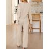 imageANRABESS Womens 2 Piece Lounge Pajama Sets Ribbed Long Sleeve Button Top Matching Pants Sleepwear PJ Set 2025 Fall OutfitsLight Khaki