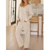 imageANRABESS Womens 2 Piece Lounge Pajama Sets Ribbed Long Sleeve Button Top Matching Pants Sleepwear PJ Set 2025 Fall OutfitsLight Khaki