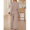 imageANRABESS Womens 2 Piece Lounge Pajama Sets Ribbed Long Sleeve Button Top Matching Pants Sleepwear PJ Set 2025 Fall OutfitsTan