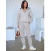 imageANRABESS Womens 2 Piece Outfits Lounge Hoodie Oversized Sweatshirt V Neck Pullover Jogger Sweatpants 2025 Fall Matching SetGrey