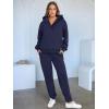 imageANRABESS Womens 2 Piece Outfits Lounge Hoodie Oversized Sweatshirt V Neck Pullover Jogger Sweatpants 2025 Fall Matching SetNavy Blue