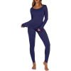 imageANRABESS Women Lightweight See Through Sexy Thermal Underwear Sets Fall Ultra Stretchy 2 Piece Pajamas Lounge Basic Layer Set Navy Blue Medium