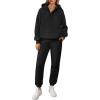 imageANRABESS Womens 2 Piece Outfits Lounge Hoodie Oversized Sweatshirt V Neck Pullover Jogger Sweatpants 2025 Fall Matching SetBlack